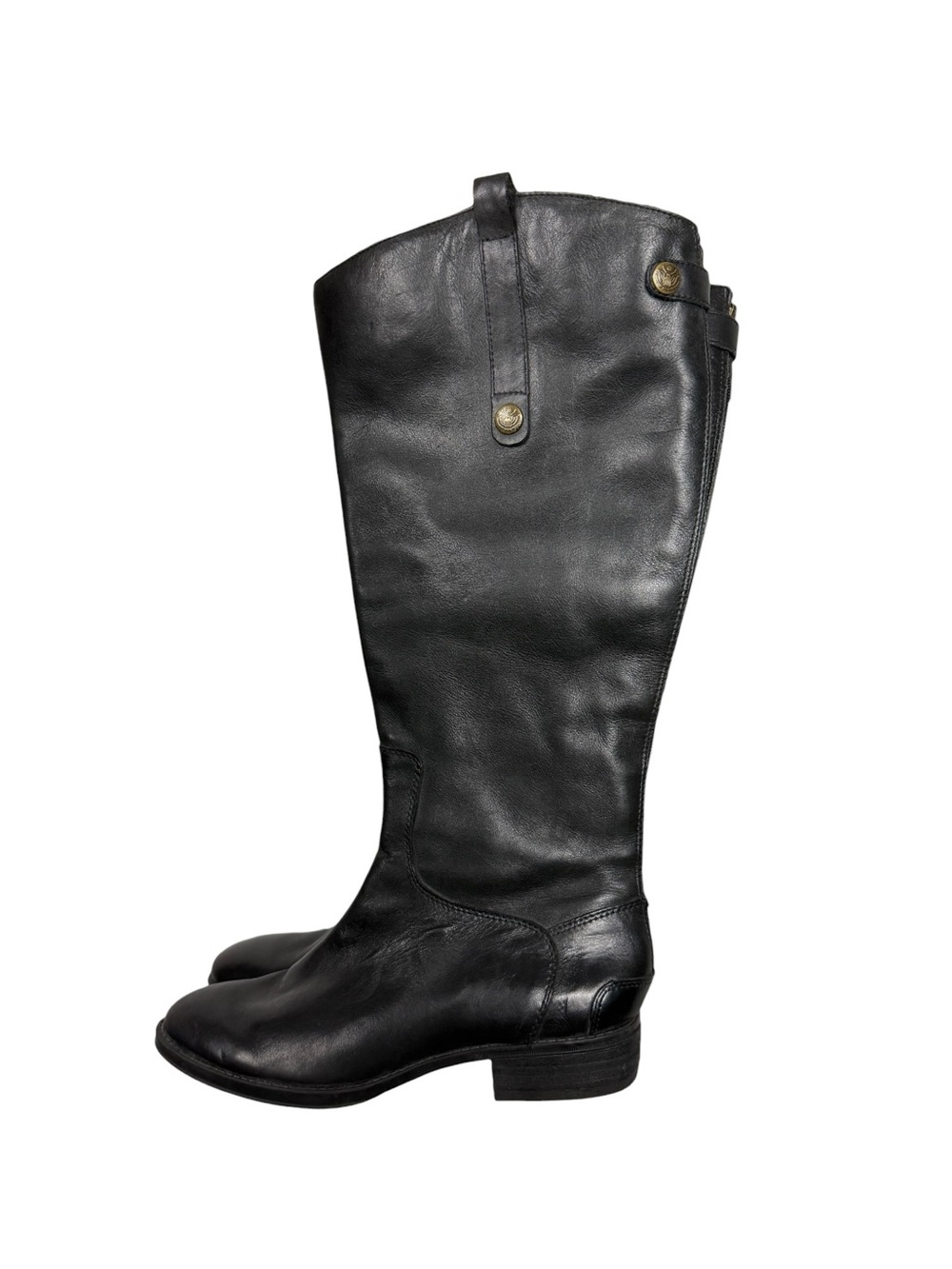 Anthropologie Sam Edelman Penny Black Leather Zip Riding Boots - Picture 6 of 7